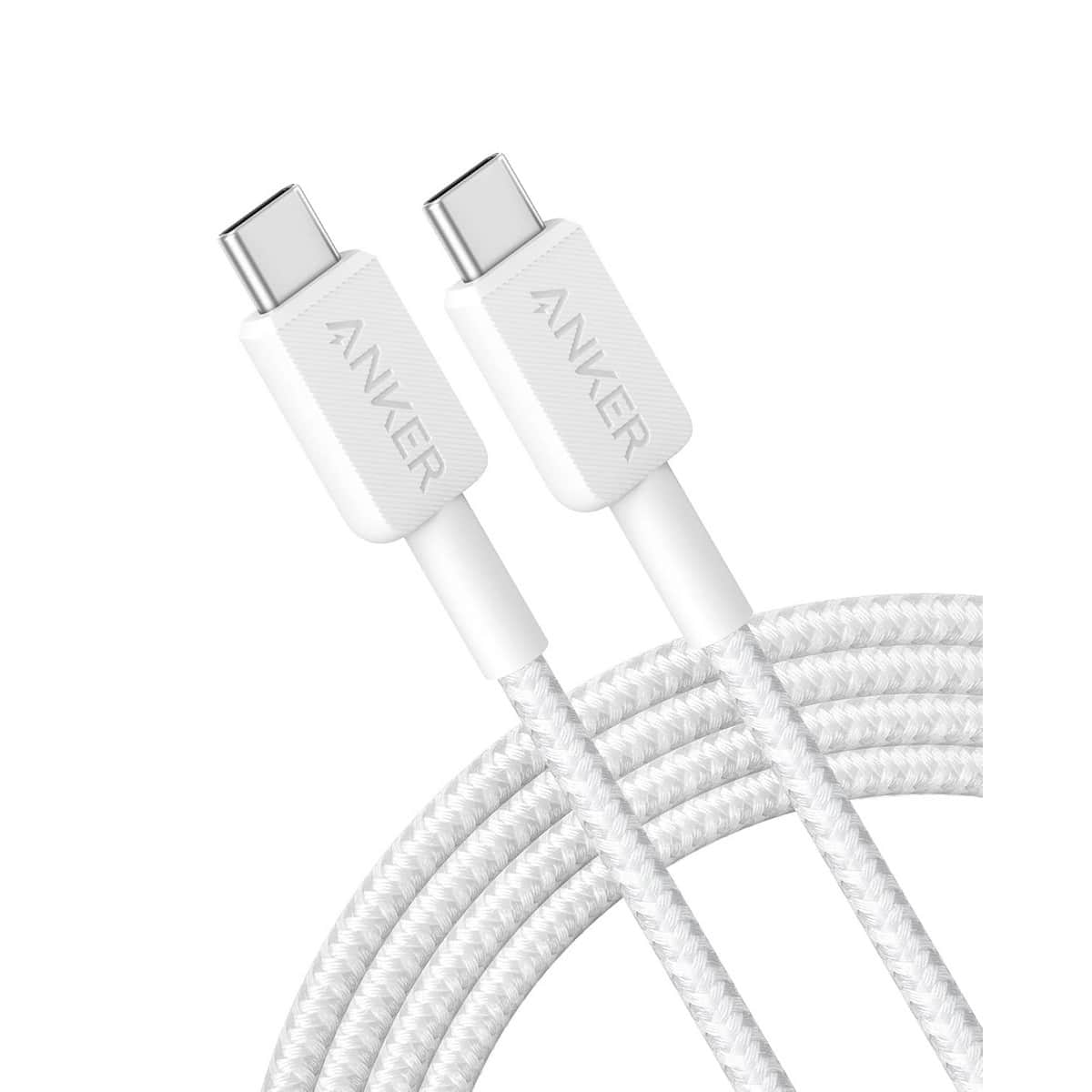 أنكر أبيض كابل 322 مجدول USB-C إلى USB-C بطول 3 قدم