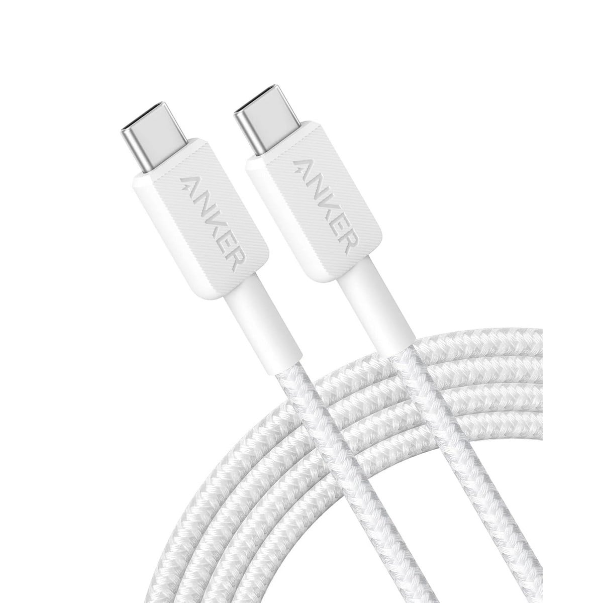 أنكر أبيض كابل 322 مجدول USB-C إلى USB-C بطول 3 قدم