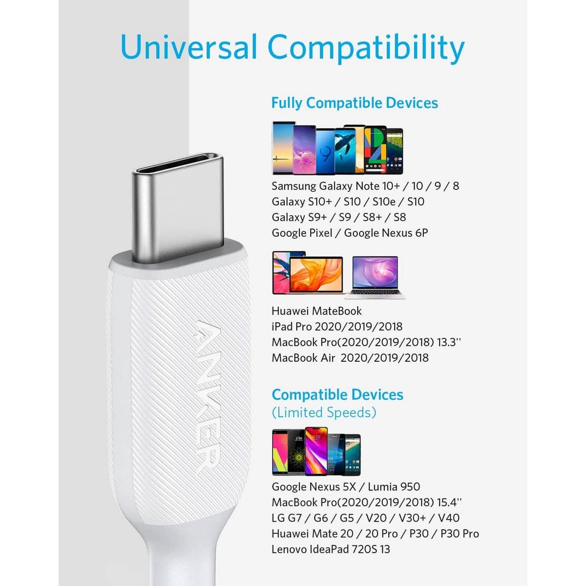 أنكر كابل PowerLine III USB-C إلى USB-C بطول 3 قدم
