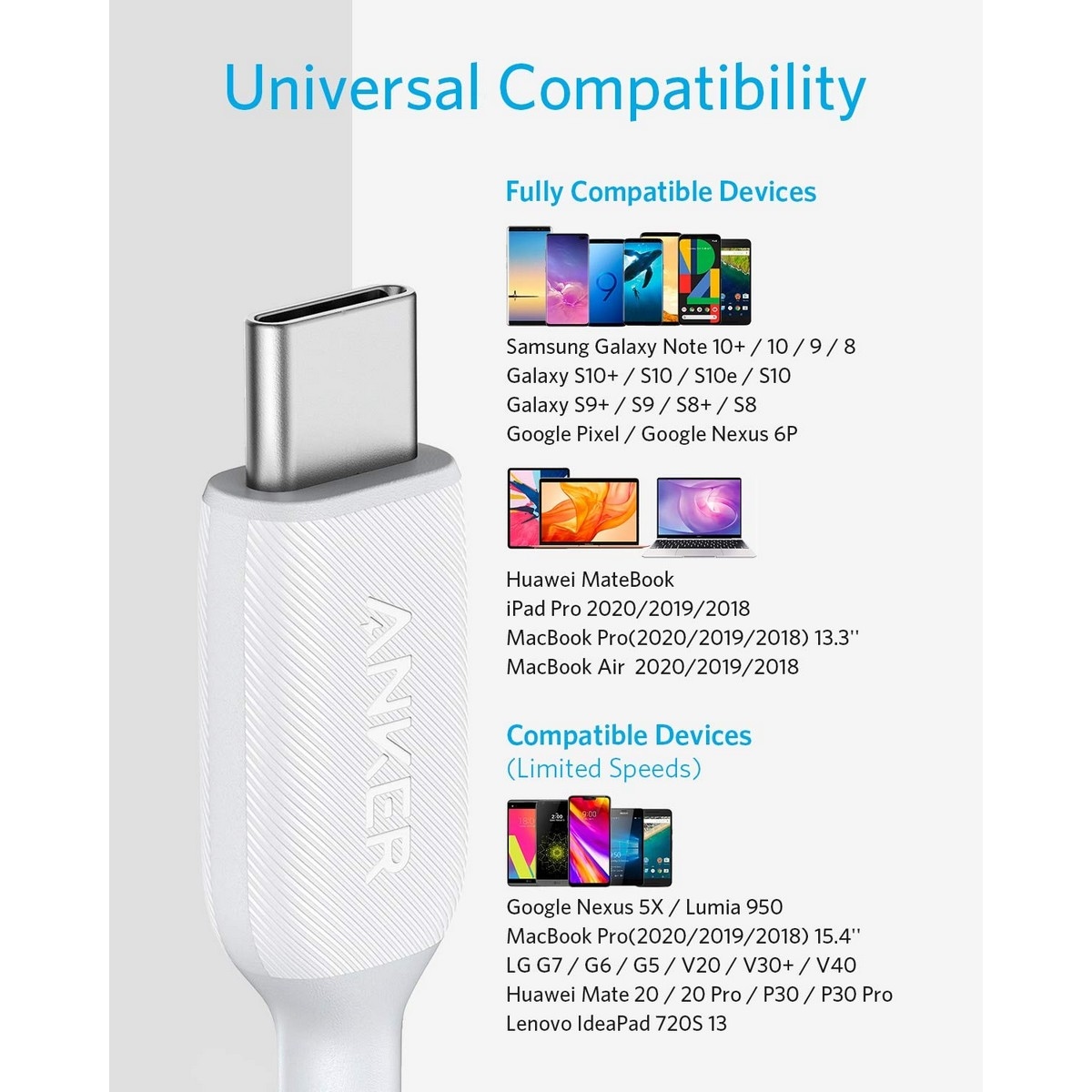 أنكر كابل PowerLine III USB-C إلى USB-C بطول 3 قدم