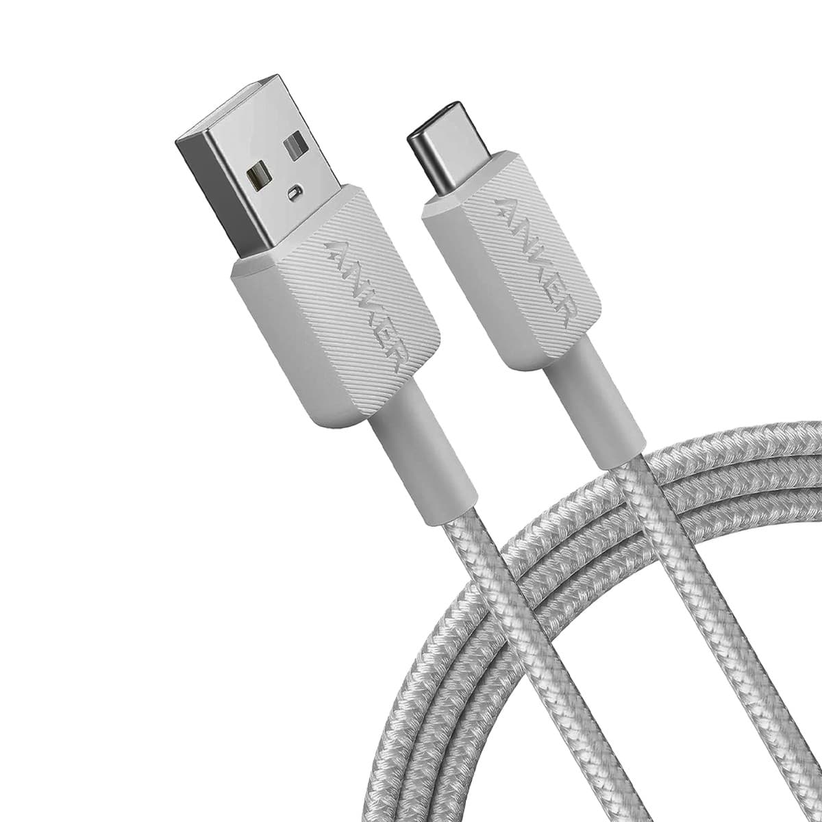 أنكر أبيض كابل 322 نايلون مجدول USB-A إلى USB-C بطول 6 قدم