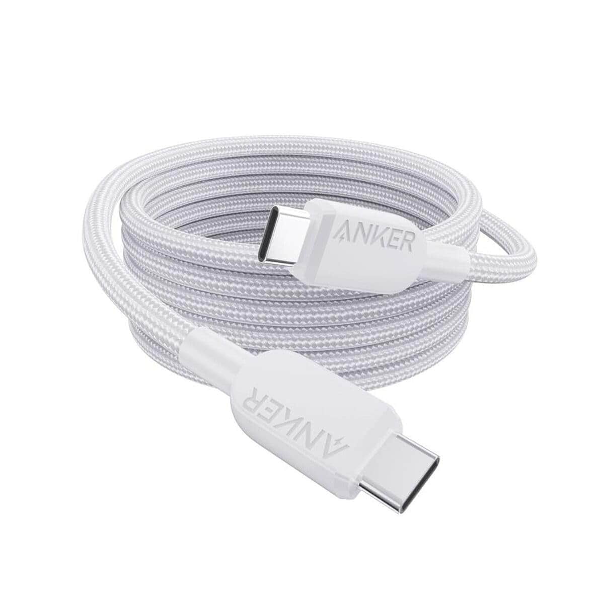 Anker White 6ft Braided 240W USB-C to USB-C Cable