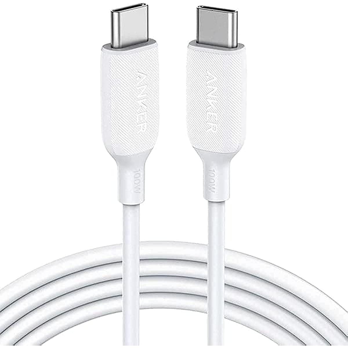 أنكر أبيض كابل PowerLine III USB-C إلى USB-C بقدرة 100 واط بطول 6 قدم