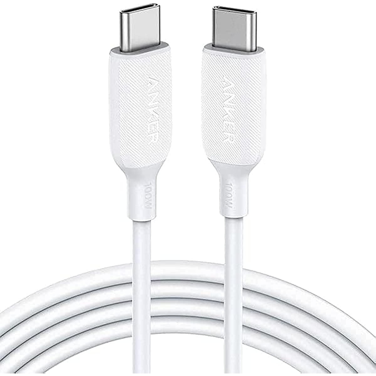 أنكر أبيض كابل PowerLine III USB-C إلى USB-C بقدرة 100 واط بطول 6 قدم
