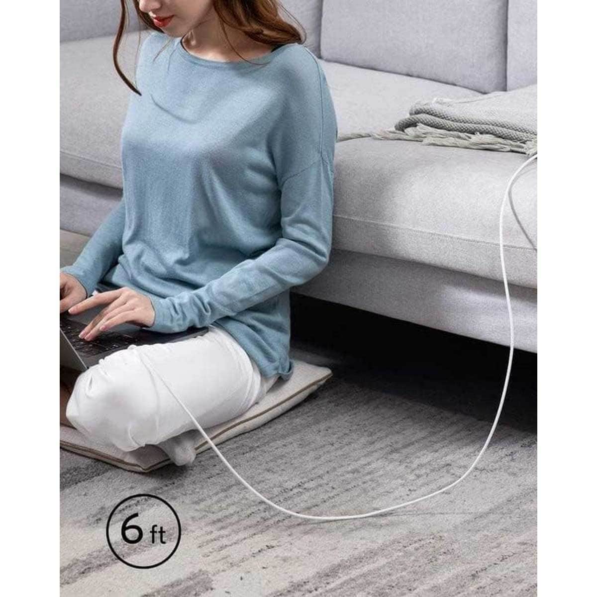 أنكر أبيض كابل PowerLine III USB-C إلى USB-C بقدرة 100 واط بطول 6 قدم
