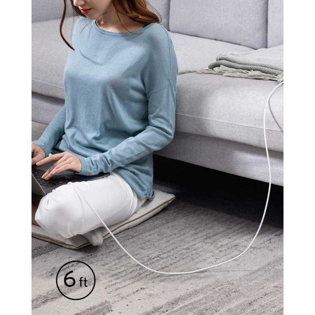 أنكر أبيض كابل PowerLine III USB-C إلى USB-C بقدرة 100 واط بطول 6 قدم
