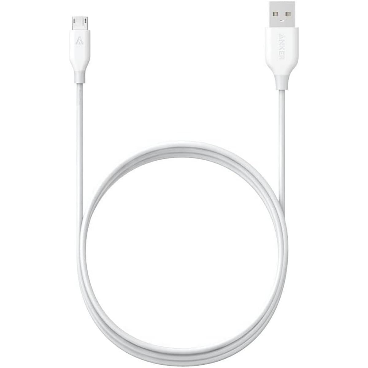 أنكر أبيض كابل PowerLine USB-A إلى Micro-USB بطول 6 قدم