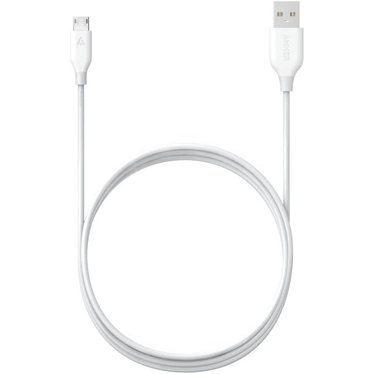 أنكر أبيض كابل PowerLine USB-A إلى Micro-USB بطول 6 قدم