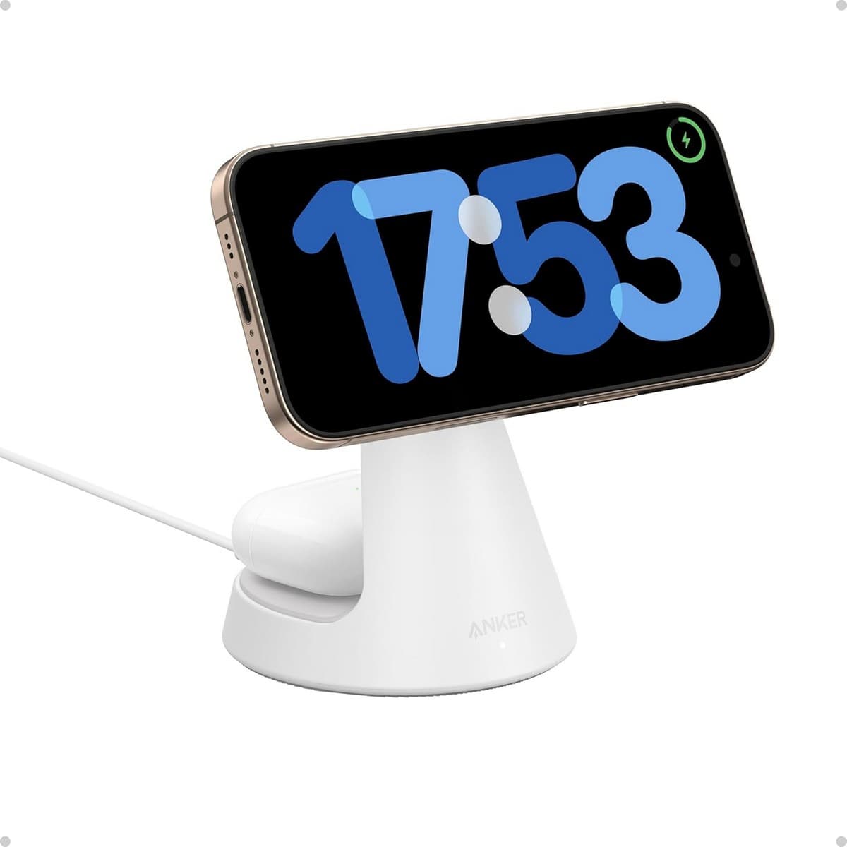 Anker White MagGo 2-in-1 Wireless Charging Dock Stand