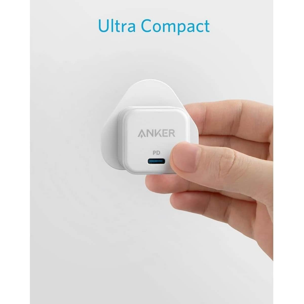 أنكر أبيض شاحن حائط PowerPort III USB-C بقدرة 20 واط مع كابل USB-C إلى لايتنينج بطول 3 قدم