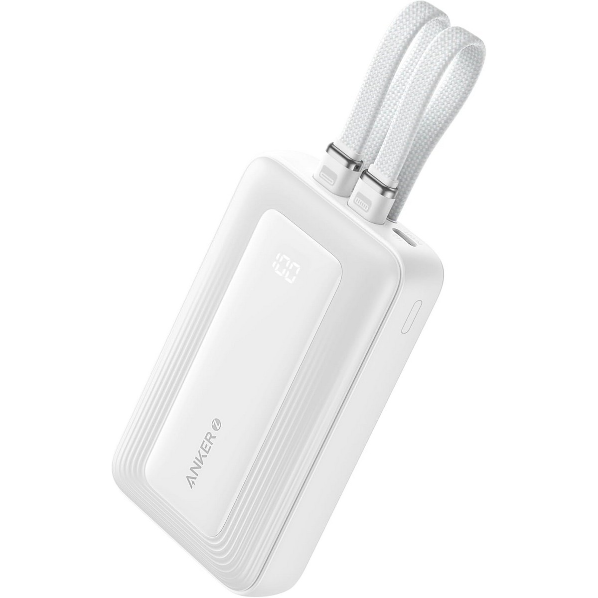 أنكر أبيض باور بانك Zolo بسعة 10000mAh وقدرة 35 واط مع كابلي USB-C مدمجين