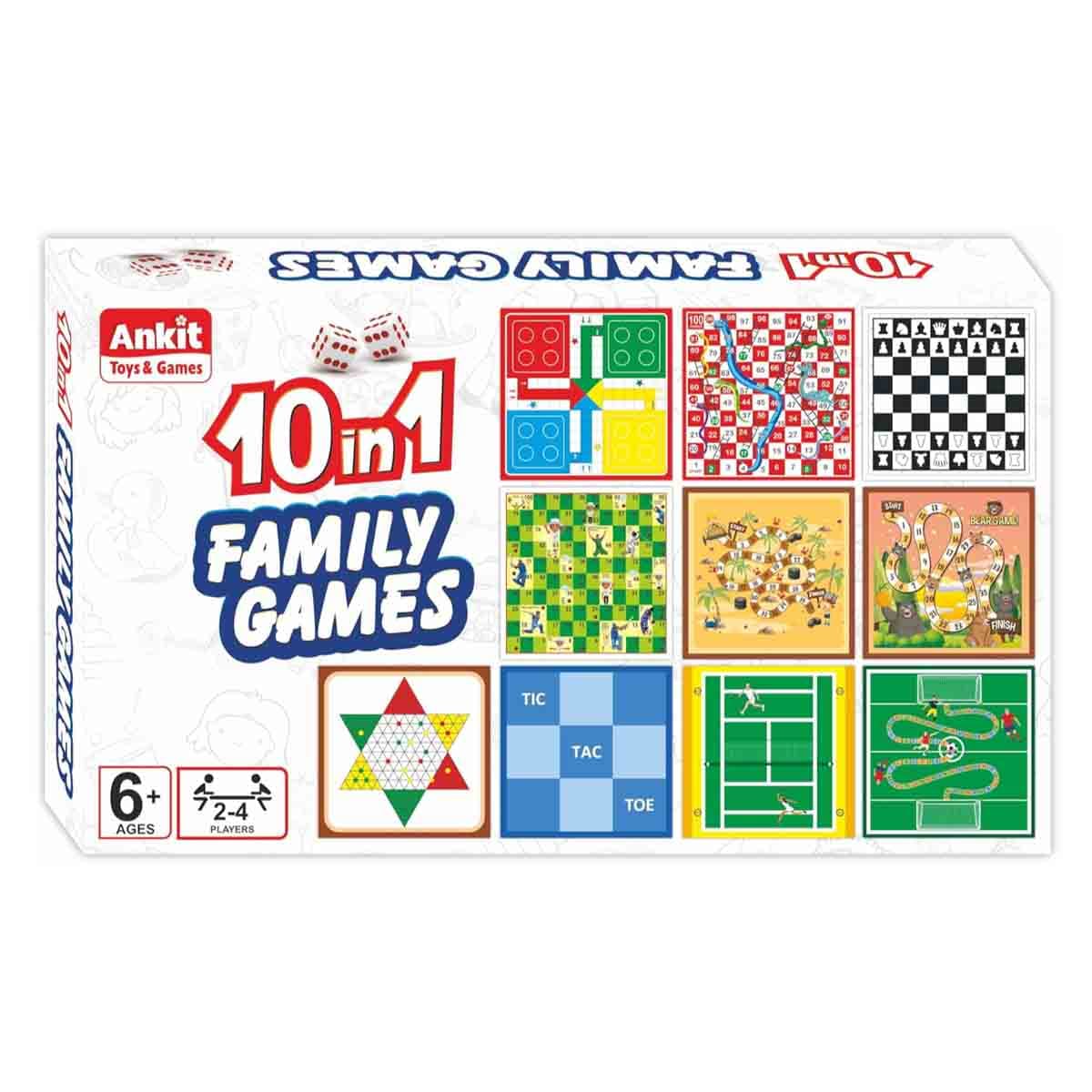Ankit Toys 10 in 1 Family Board Game Set Unisex, 5-7 Years