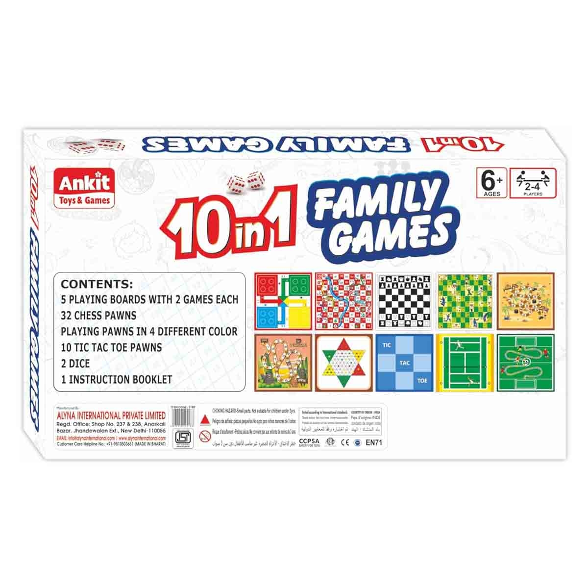 أنكت تويز مجموعة ألعاب لوحية 10 في 1 عائلية للجنسين من عمر 5 إلى 7 سنوات