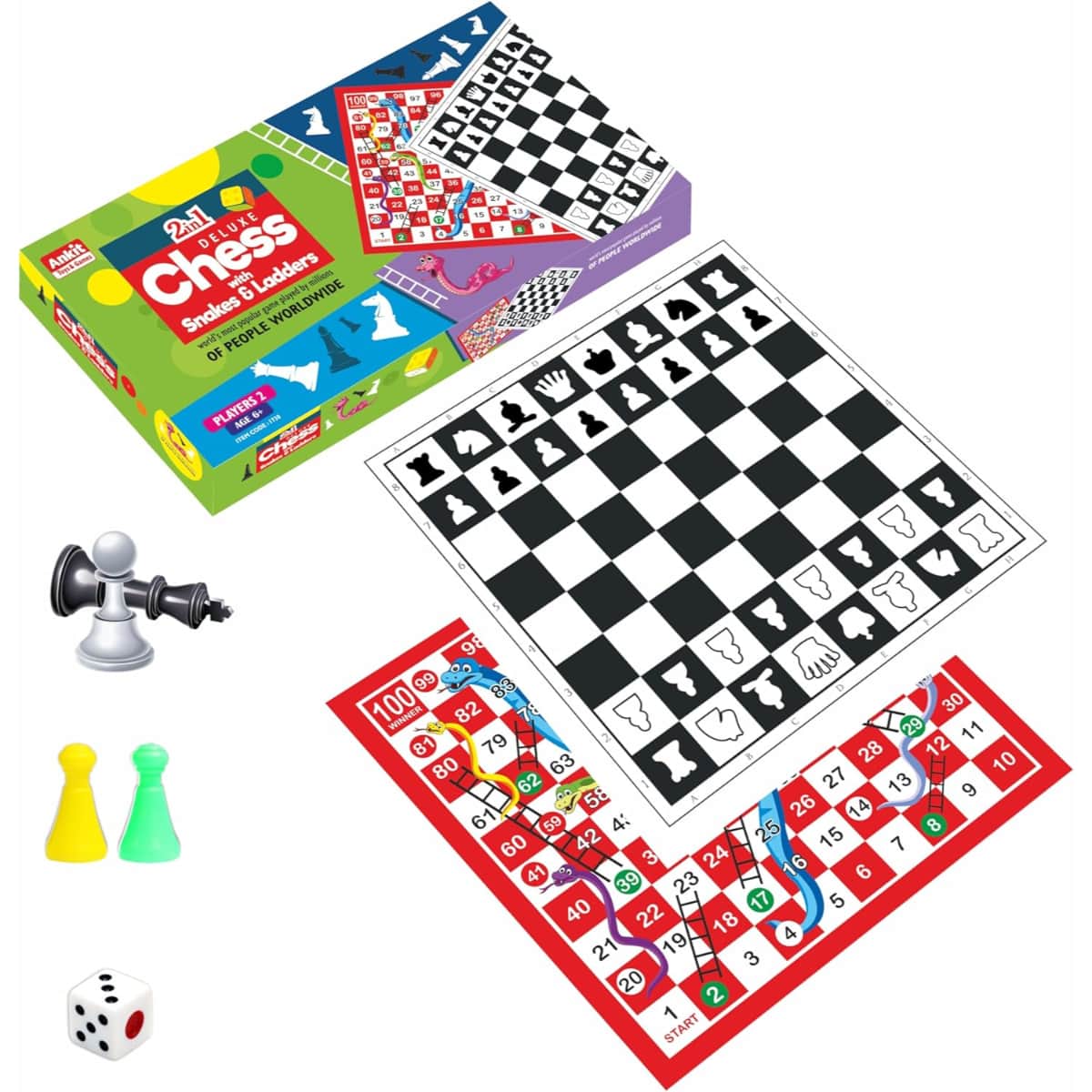 Ankit Toys 2-in-1 Deluxe Chess with Snake & Ladders Board Game Unisex, 5-7 Years