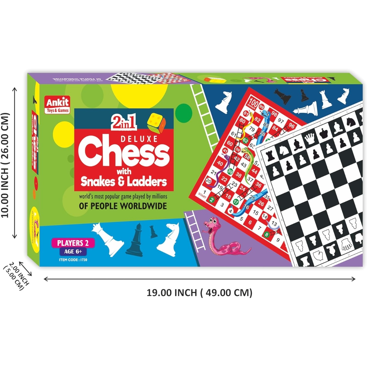 Ankit Toys 2-in-1 Deluxe Chess with Snake & Ladders Board Game Unisex, 5-7 Years