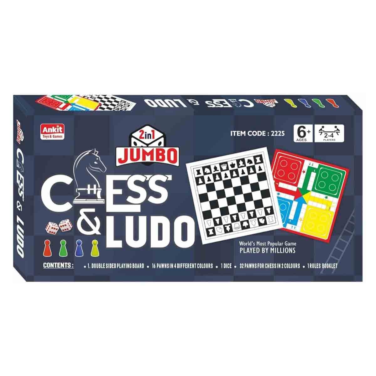 أنكت تويز لعبة 2 في 1 جامبو شطرنج ولودو للجنسين من عمر 5 إلى 7 سنوات