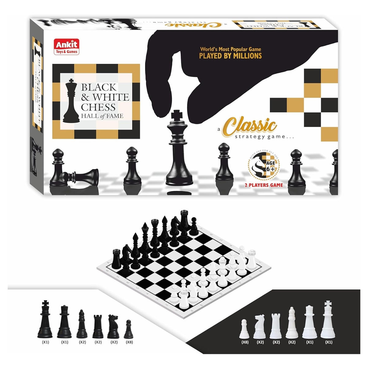 Ankit Toys Black & White Chess Board Game Unisex, 5-7 Years
