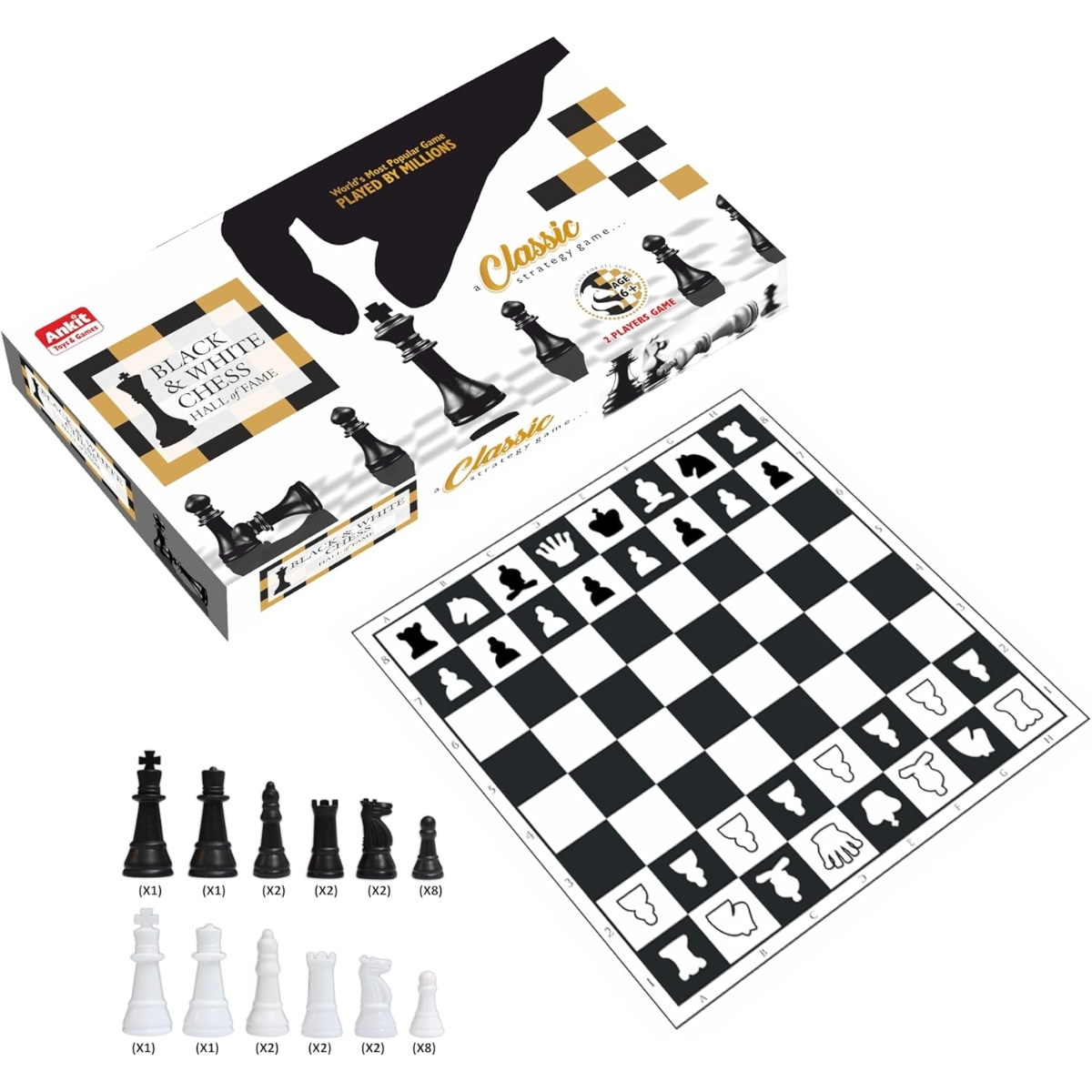 Ankit Toys Black & White Chess Board Game Unisex, 5-7 Years