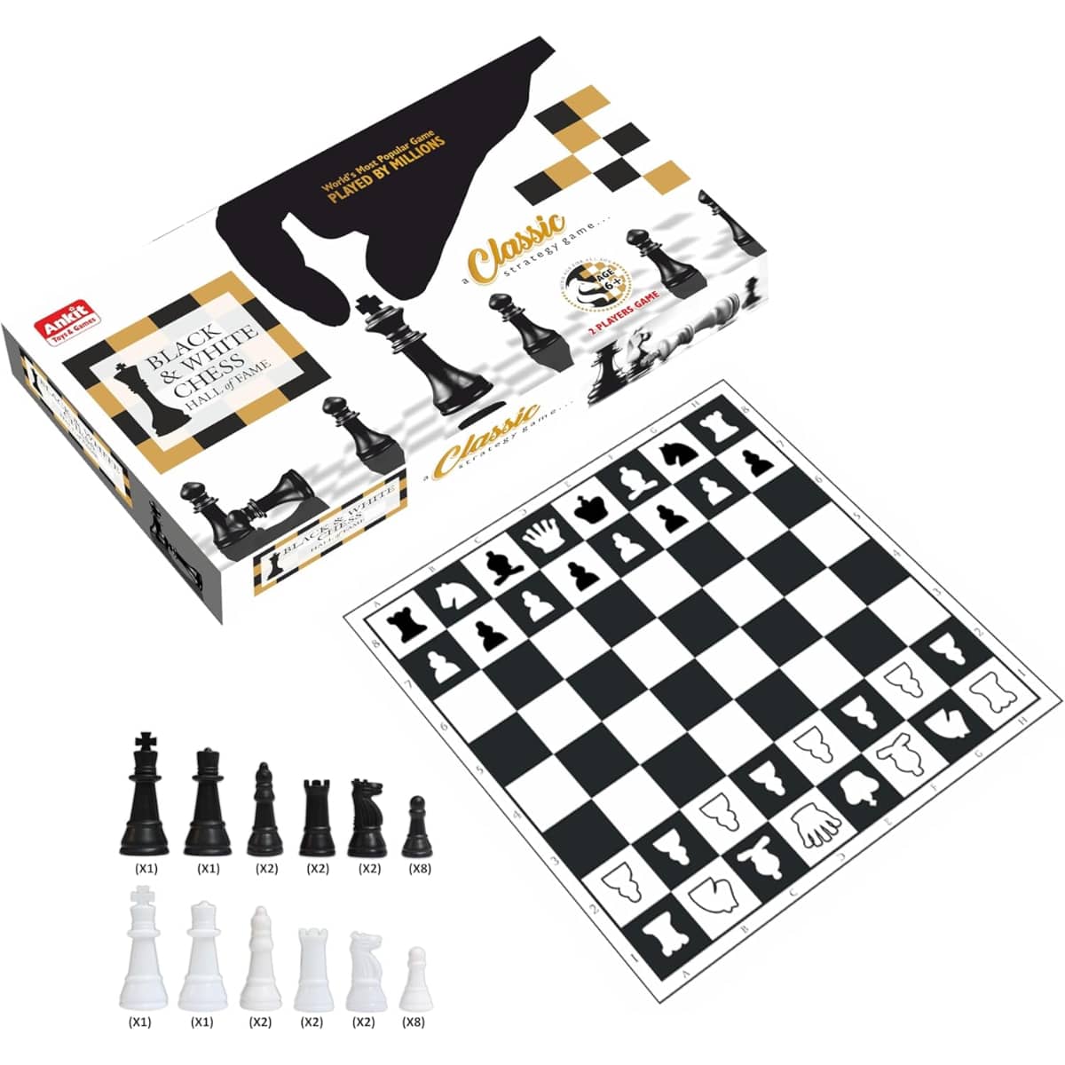 Ankit Toys Black & White Chess Board Game Unisex, 5-7 Years
