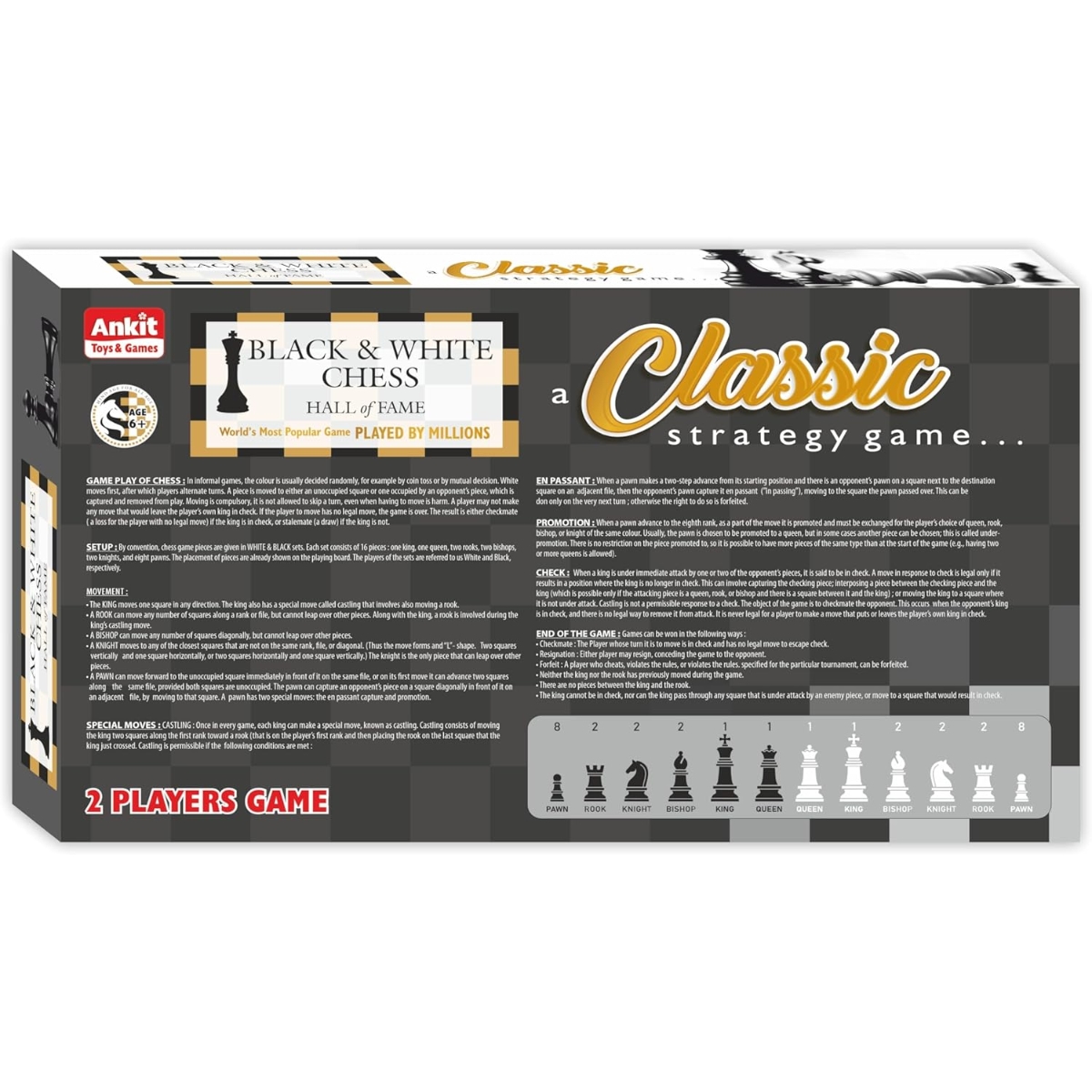 Ankit Toys Black & White Chess Board Game Unisex, 5-7 Years