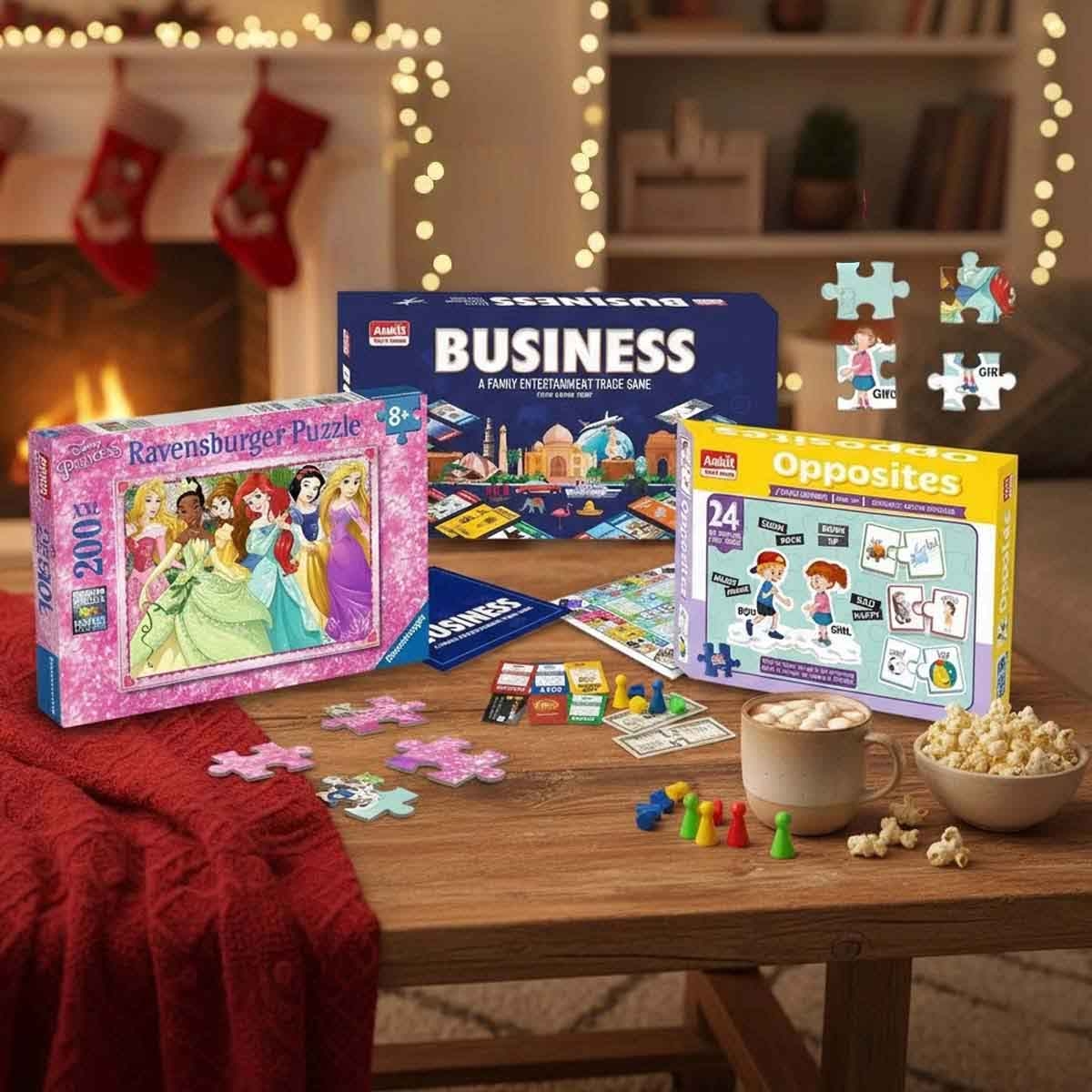Ankit Toys Business Game with Learner Opposites & Ravensburger Puzzle Bundle Unisex, 8-10 Years