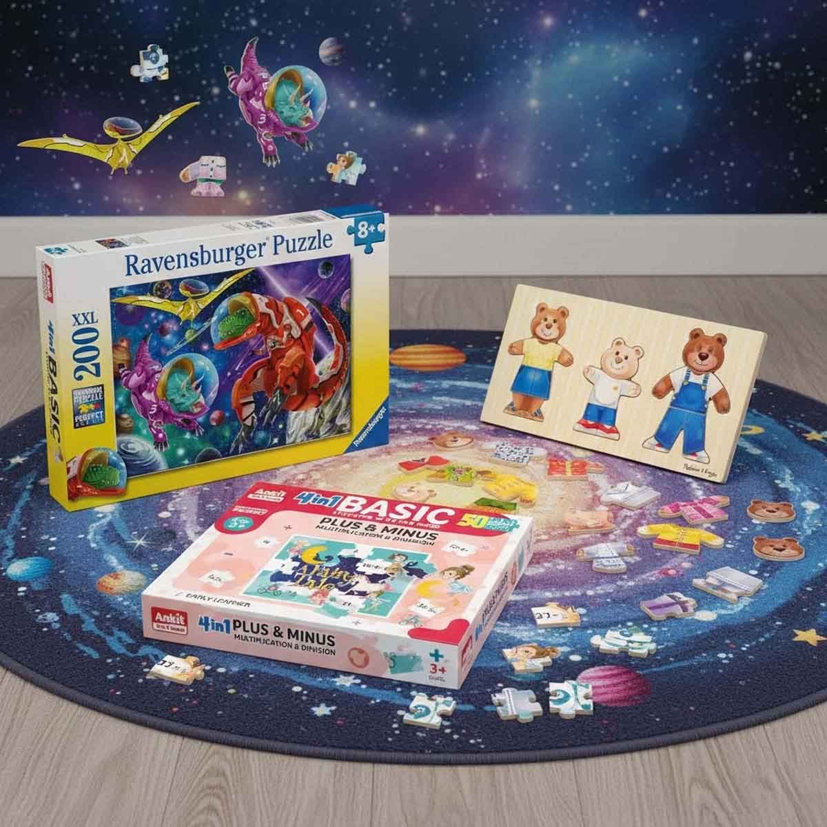 Ankit Toys Early Learner 4-in-1 + Ravensburger Dinosaurs & Melissa & Doug Puzzle Bundle Unisex, 8-10 Years