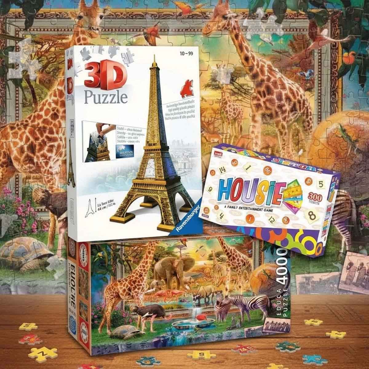 Ankit Toys Housie Bingo Game + Ravensburger Eiffel Tower & Educa Puzzle Bundle Unisex, 13+ Years