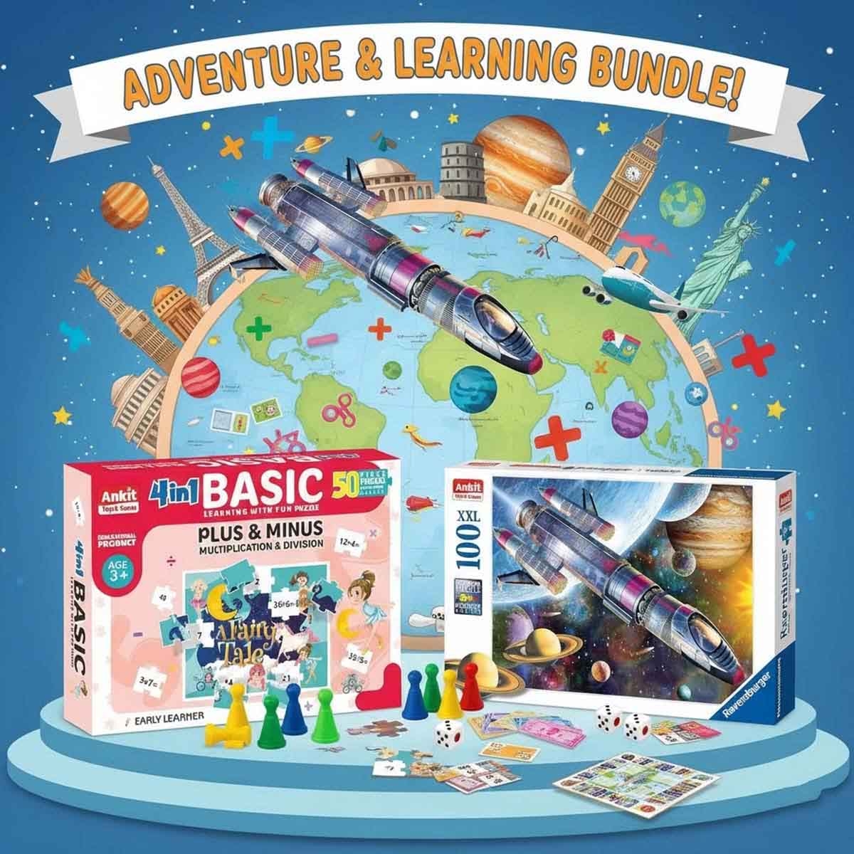 Ankit Toys International Business with Early Learner 4-in-1 & Ravensburger Puzzle Bundle Unisex, 5-7 Years