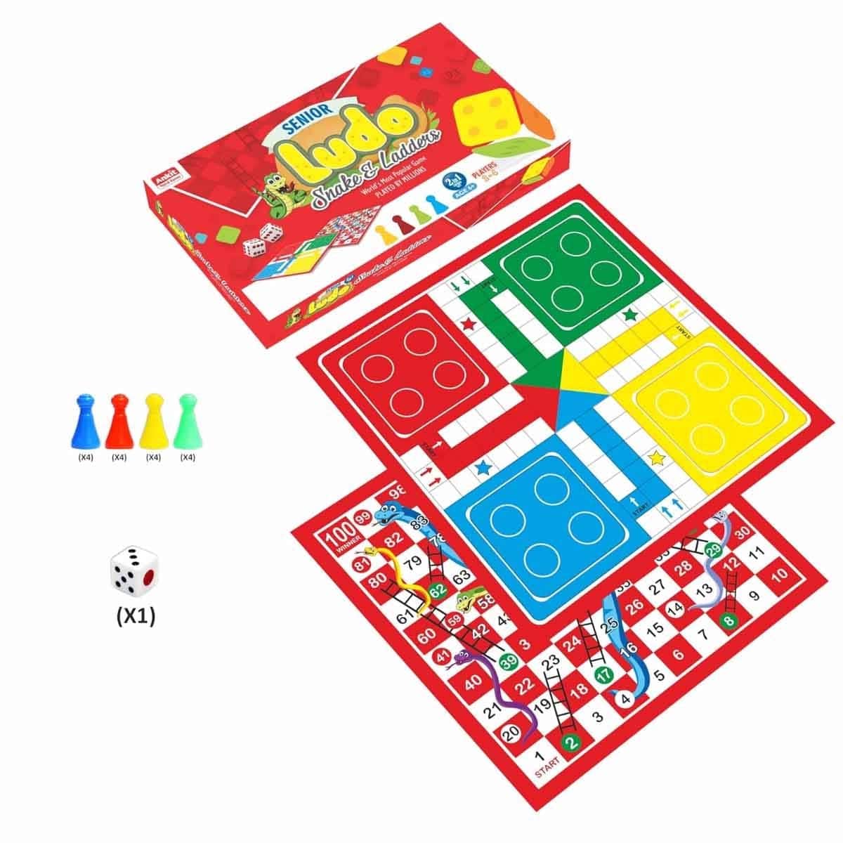 Ankit Toys Ludo Snake & Ladders + Ravensburger Puzzle with Melissa & Doug Lacing Beads Bundle Unisex, 13+ Years