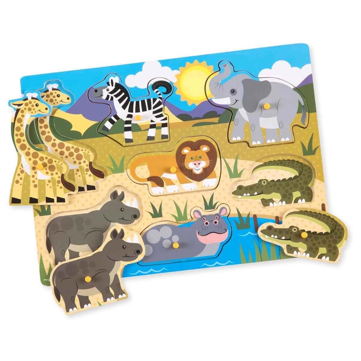 Ankit Toys Senior Chess + Ravensburger Puzzle with Melissa & Doug Safari Peg Puzzle Bundle Unisex, 13+ Years
