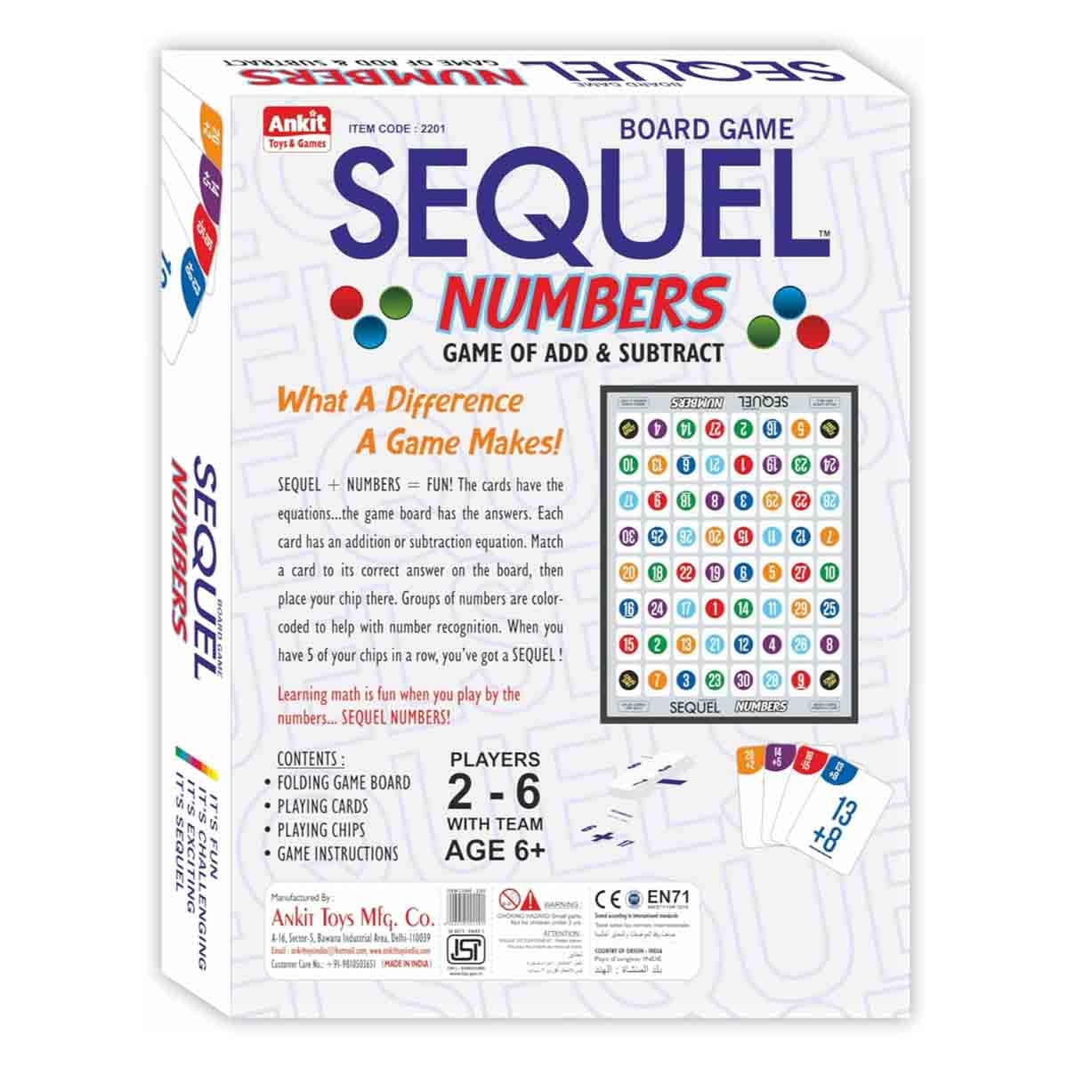 Ankit Toys Sequel Numbers Board Game Unisex, 5-7 Years