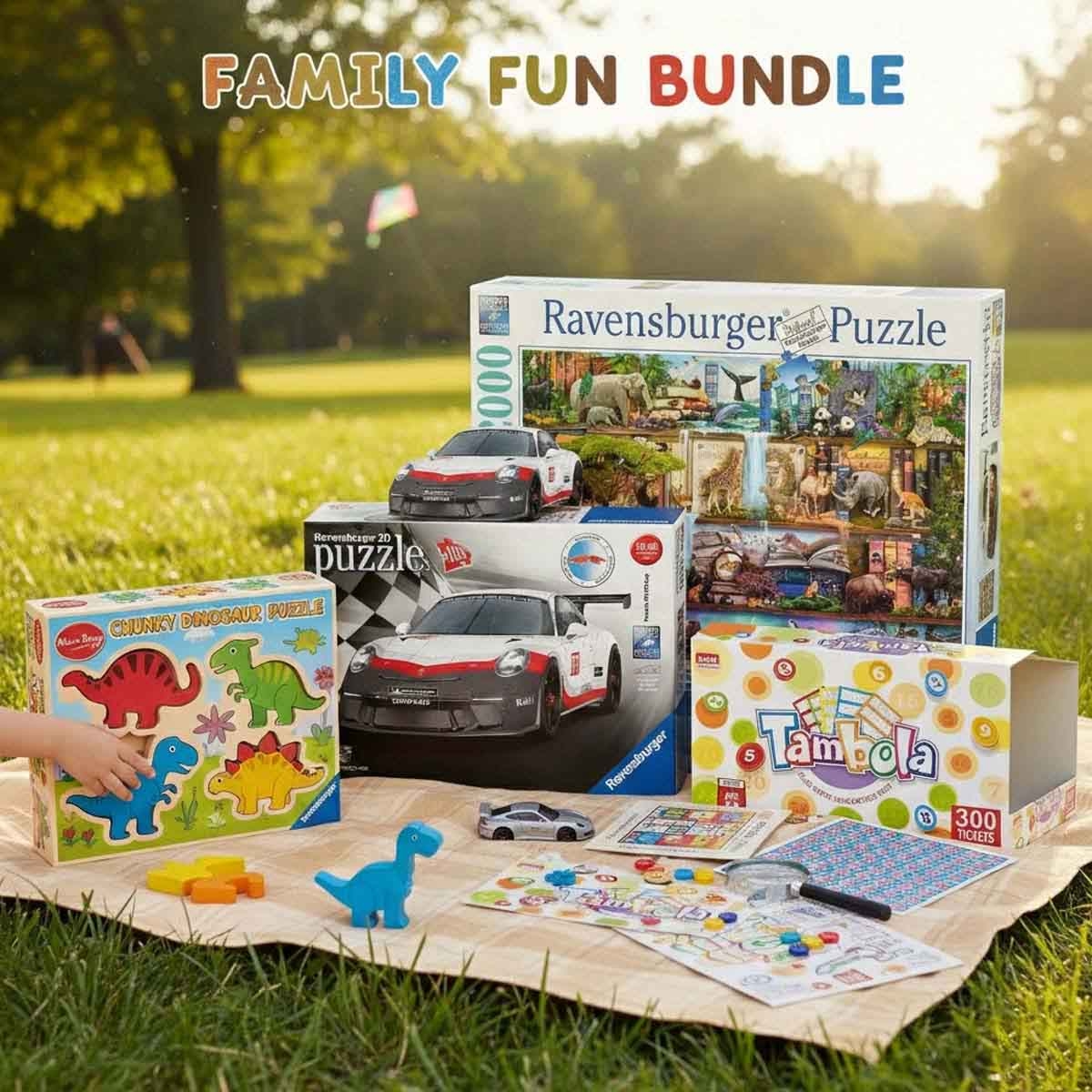 Ankit Toys Tambola + Ravensburger Puzzle with Melissa & Doug Dinosaur Chunky Peg Puzzle Bundle Unisex, 13+ Years