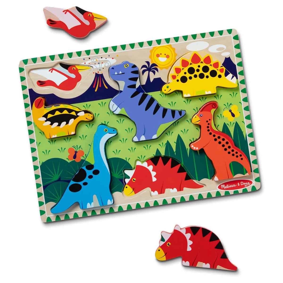 Ankit Toys Tambola + Ravensburger Puzzle with Melissa & Doug Dinosaur Chunky Peg Puzzle Bundle Unisex, 13+ Years