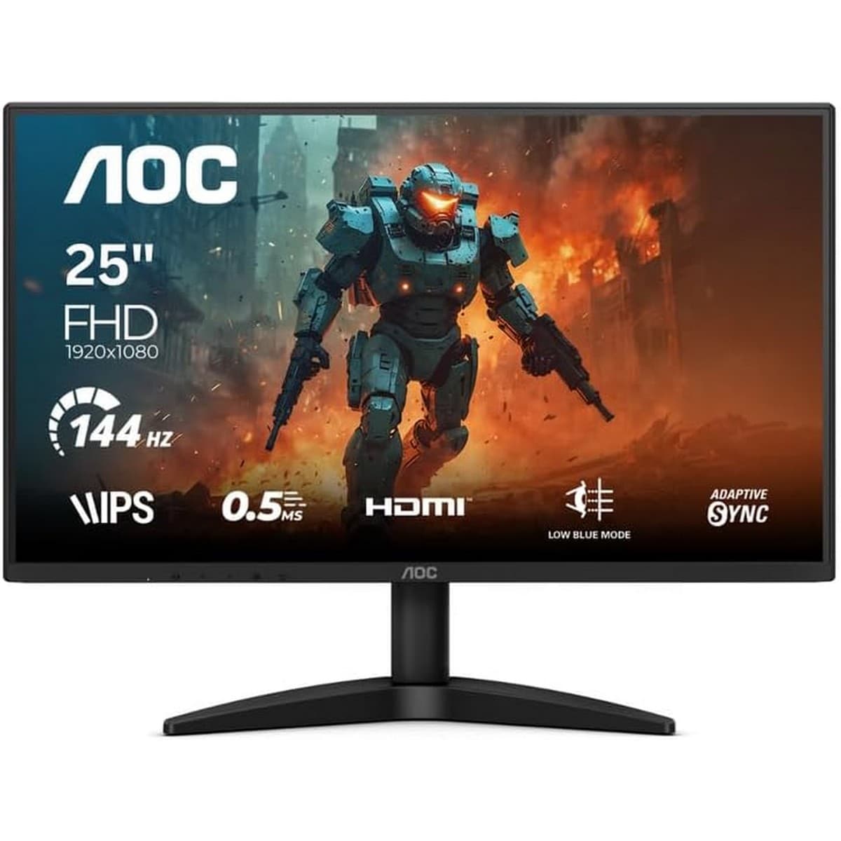 إيه أو سي شاشة ألعاب 25B36X مقاس 24.5 بوصة بدقة FHD وتردد 144Hz وزمن استجابة 0.5ms وتقنية HDR10 وAdaptive Sync ولوحة IPS