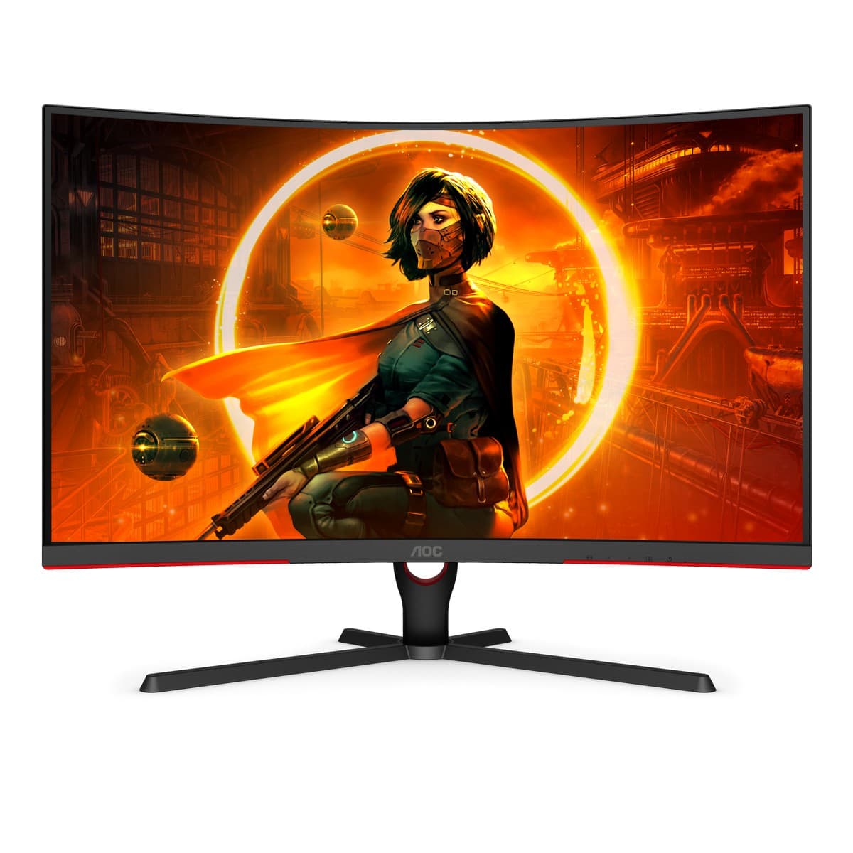 إيه أو سي شاشة ألعاب C32G3E G3 Series منحنية مقاس 31.5 بوصة بدقة FHD وتردد 165Hz وزمن استجابة 1ms وانحناء 1000R