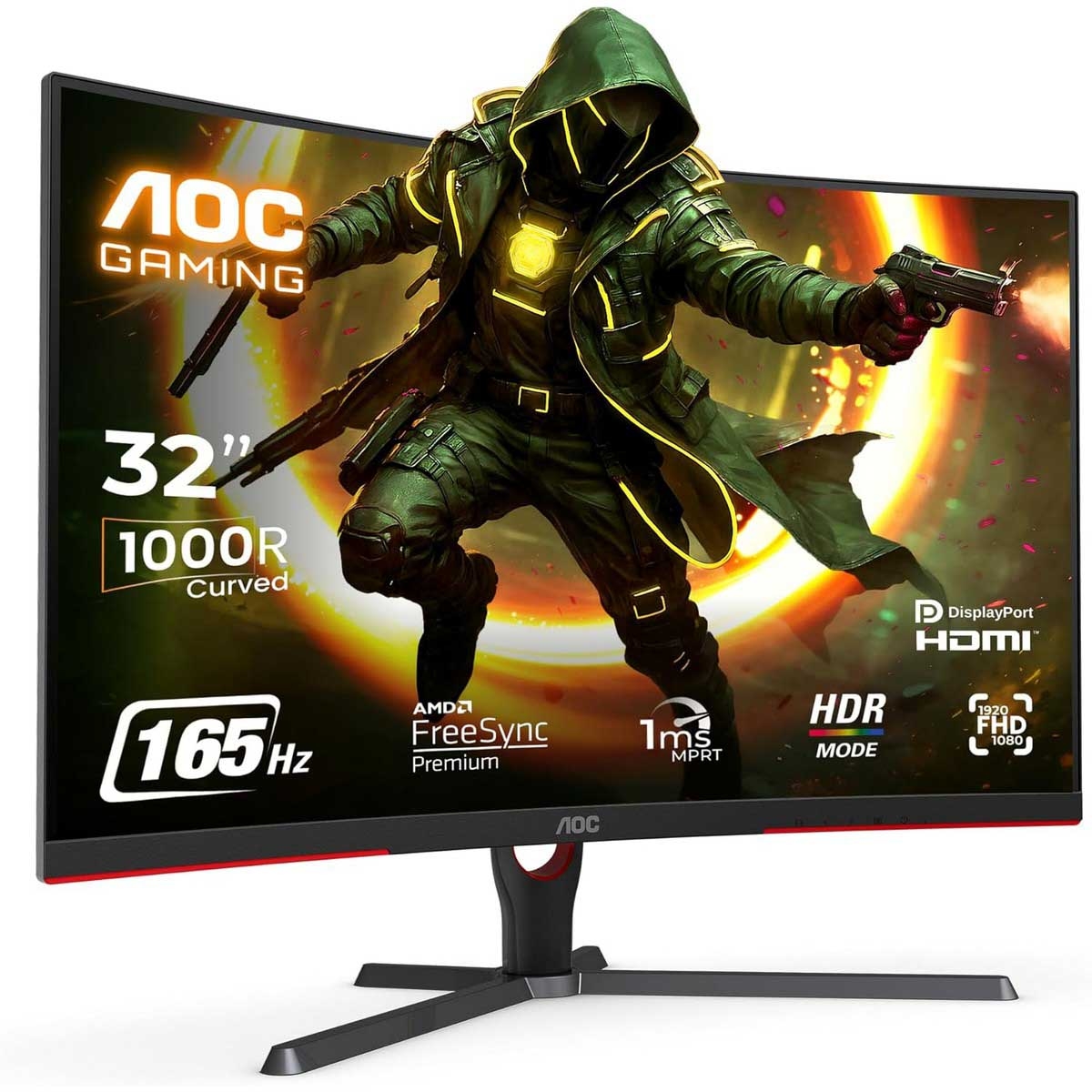 AOC 31.5" C32G3E G3 Series FHD 165Hz 1ms 1000R Curved Gaming Monitor