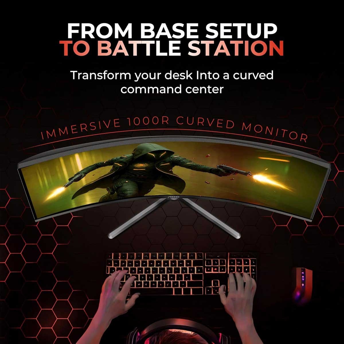 AOC 31.5" C32G3E G3 Series FHD 165Hz 1ms 1000R Curved Gaming Monitor