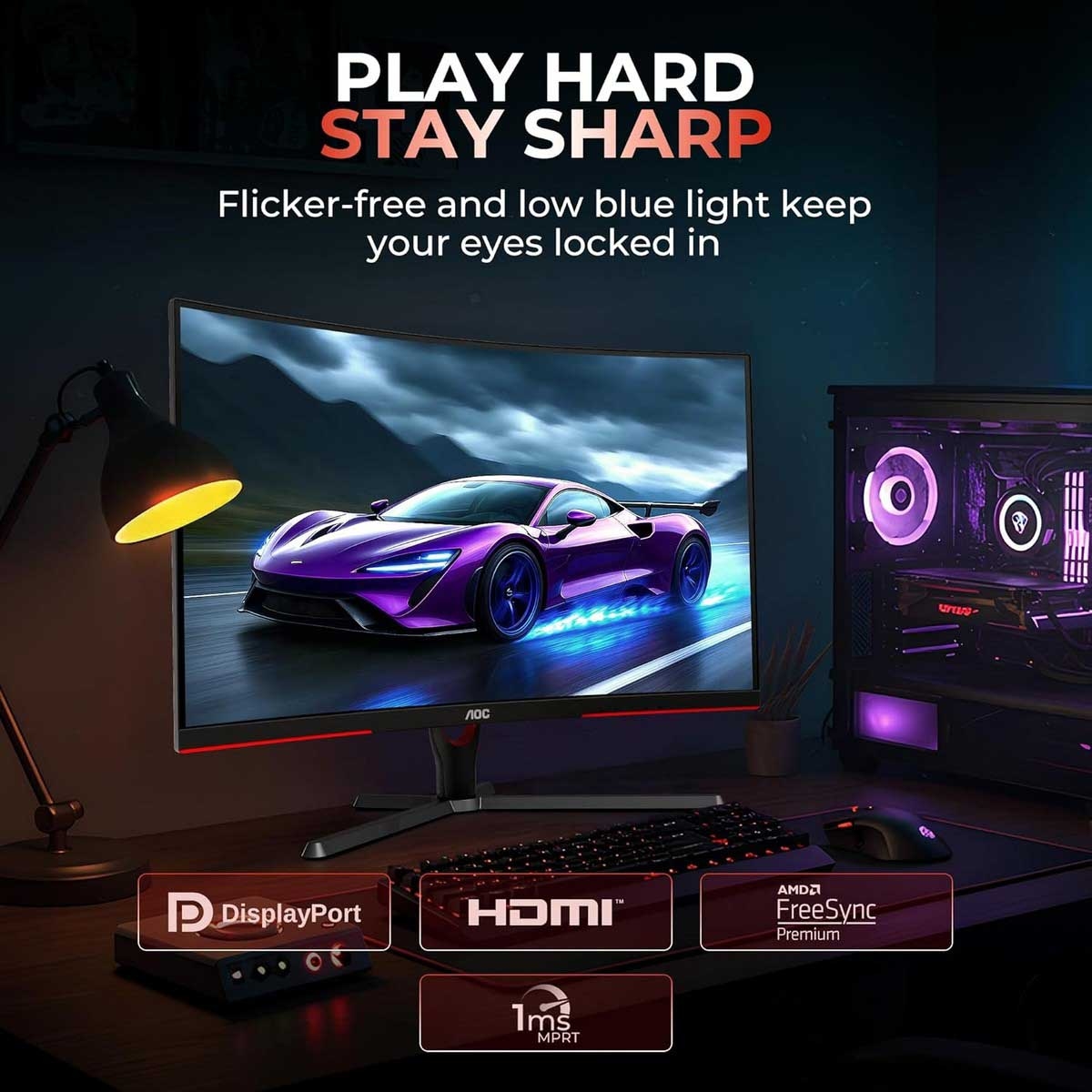 AOC 31.5" C32G3E G3 Series FHD 165Hz 1ms 1000R Curved Gaming Monitor