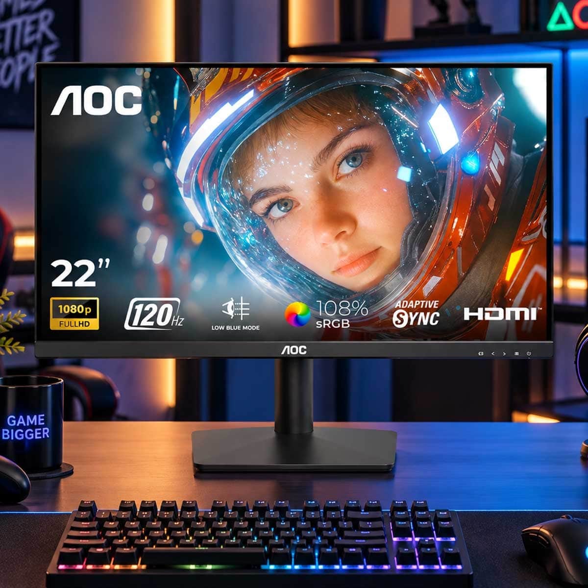AOC Black 21.45" FHD 120Hz 1ms IPS Gaming Monitor