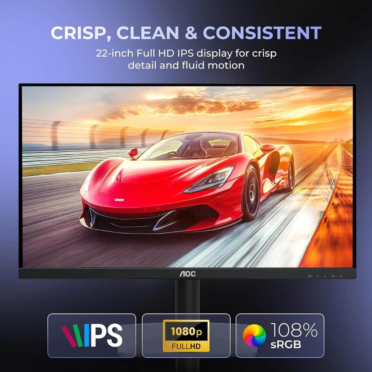 AOC Black 21.45" FHD 120Hz 1ms IPS Gaming Monitor