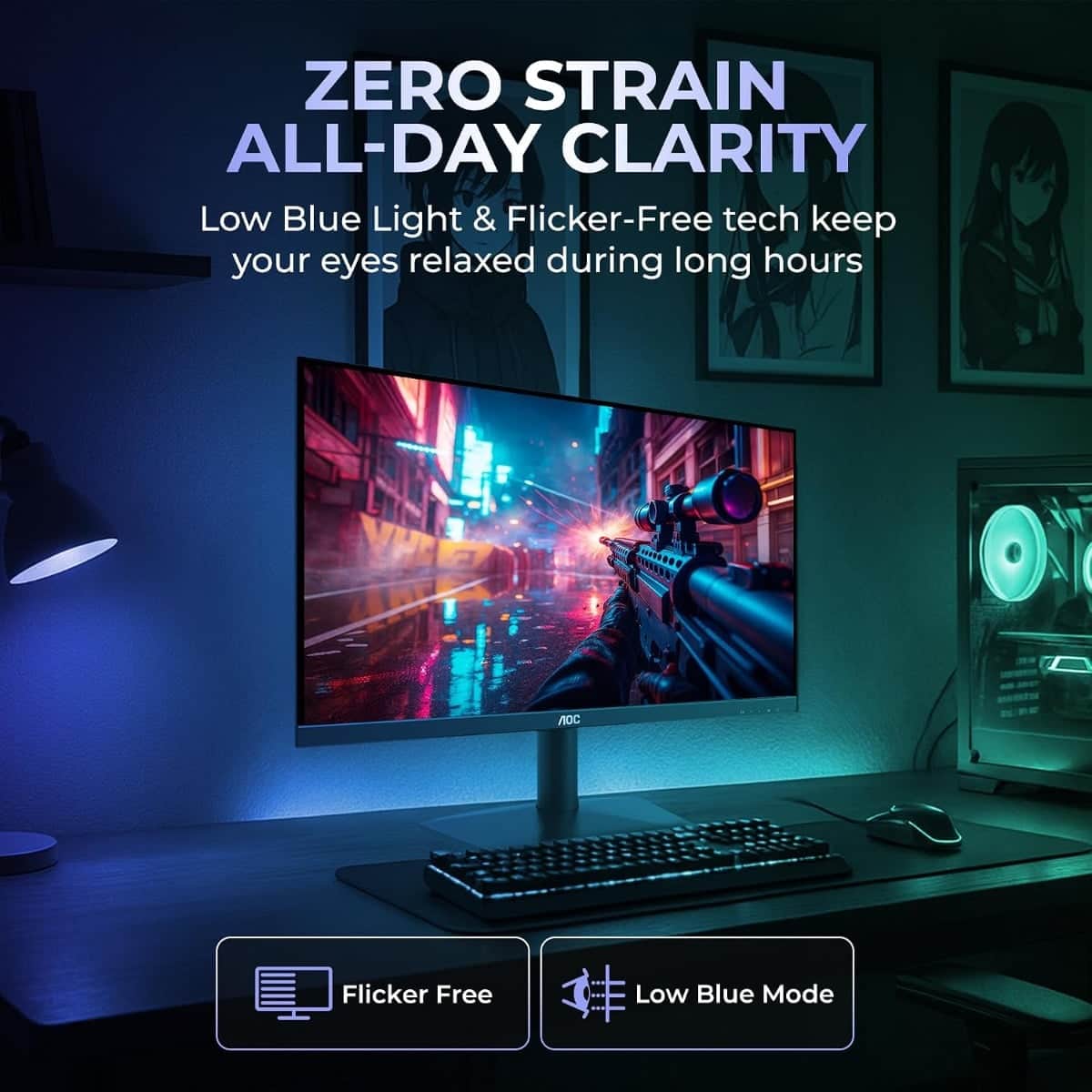 AOC Black 21.45" FHD 120Hz 1ms IPS Gaming Monitor