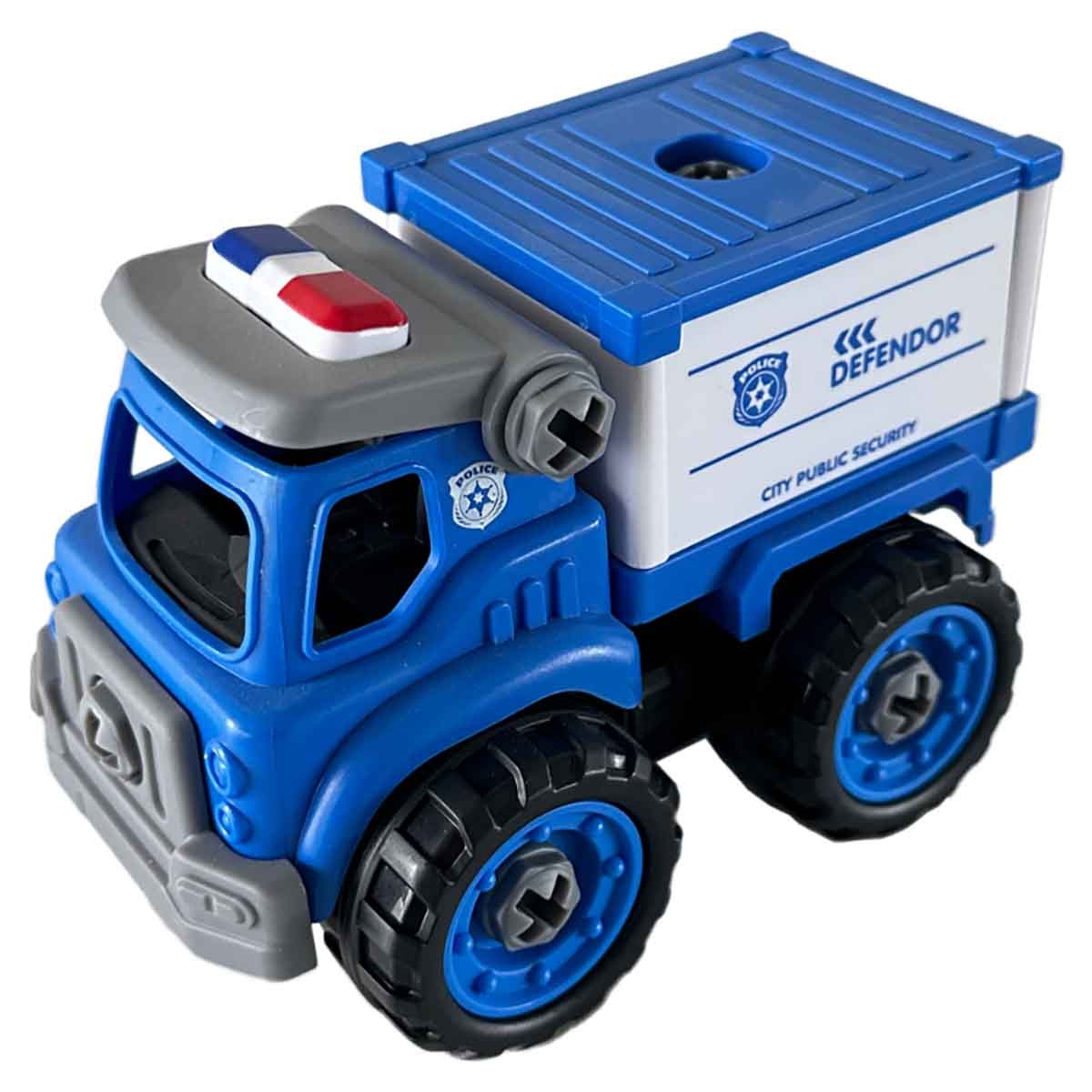 لي منغ تويز شاحنة شرطة من مكعبات تركيب صغيرة للجنسين، من عمر 3-4 سنوات
