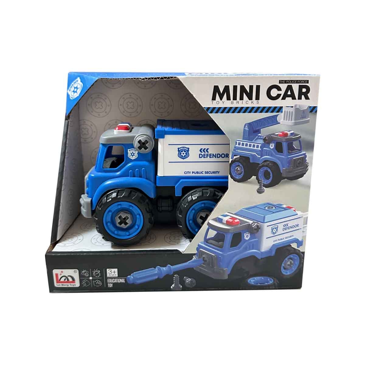 لي منغ تويز شاحنة شرطة من مكعبات تركيب صغيرة للجنسين، من عمر 3-4 سنوات