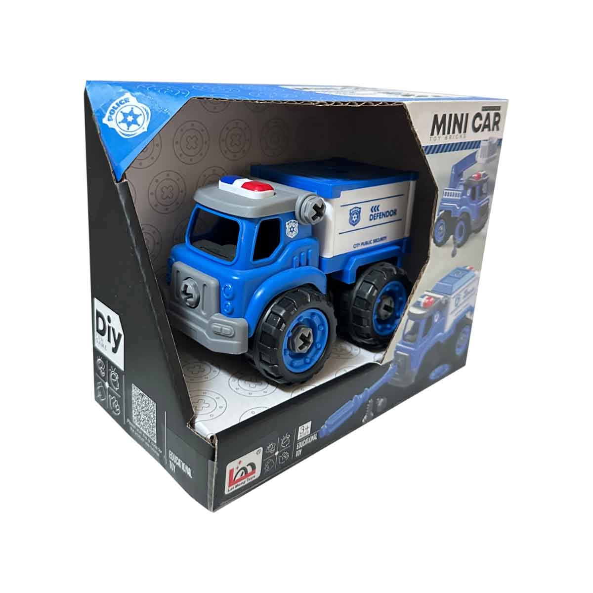 لي منغ تويز شاحنة شرطة من مكعبات تركيب صغيرة للجنسين، من عمر 3-4 سنوات