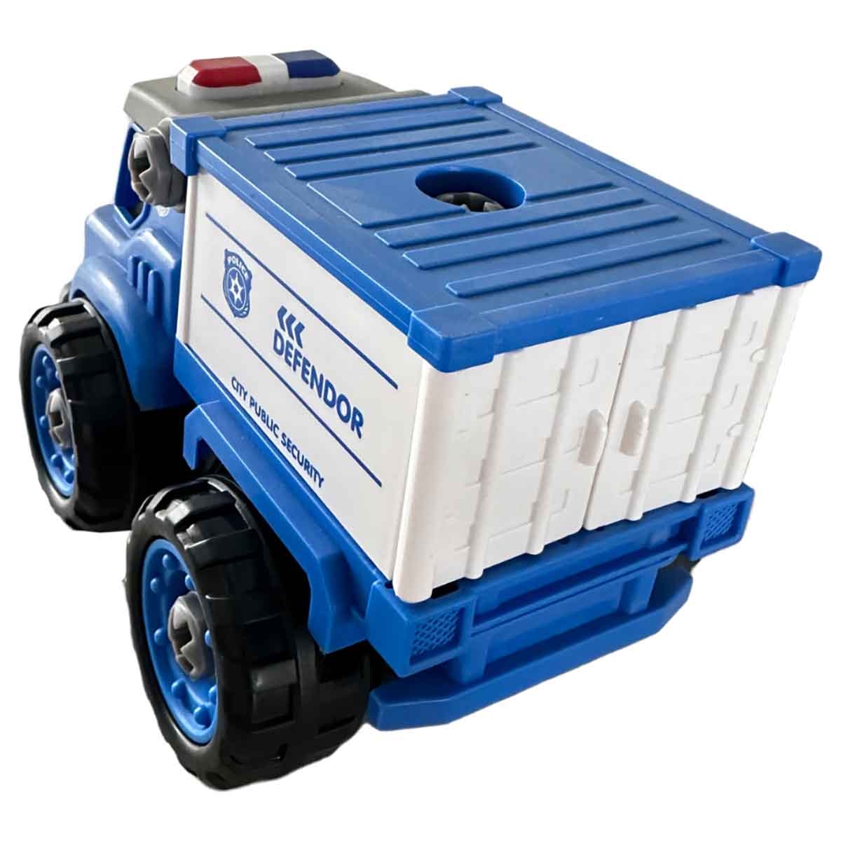 لي منغ تويز شاحنة شرطة من مكعبات تركيب صغيرة للجنسين، من عمر 3-4 سنوات