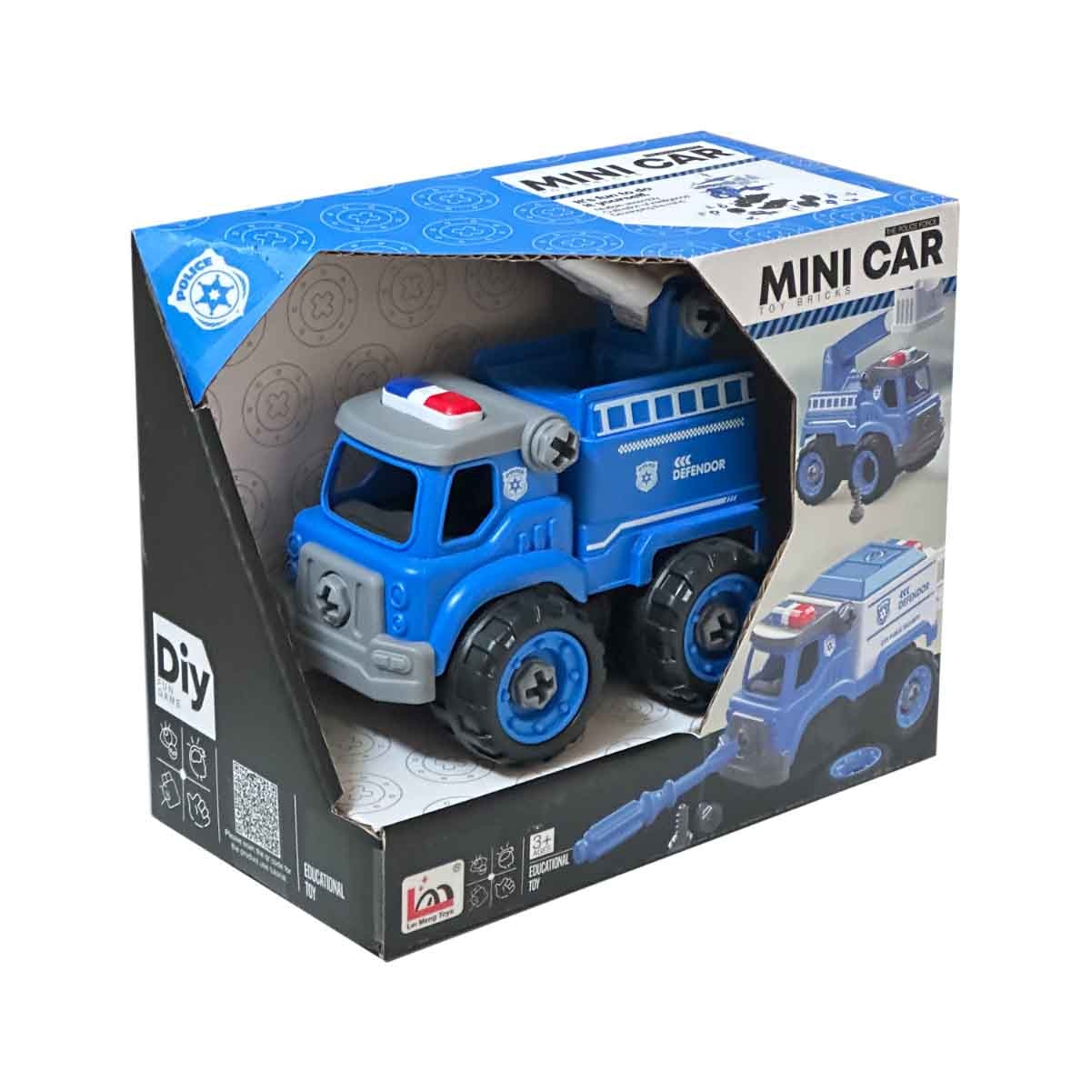 لي منغ تويز شاحنة إنقاذ شرطة من مكعبات تركيب صغيرة للجنسين، من عمر 3-4 سنوات