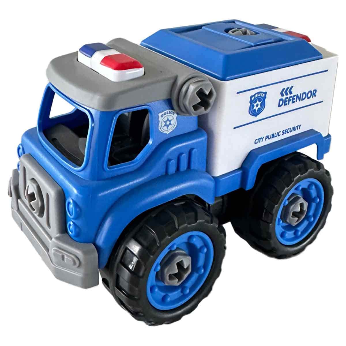 Lei Meng Toys Mini Car DIY Toy Bricks Police Truck Unisex, 3-4 Years