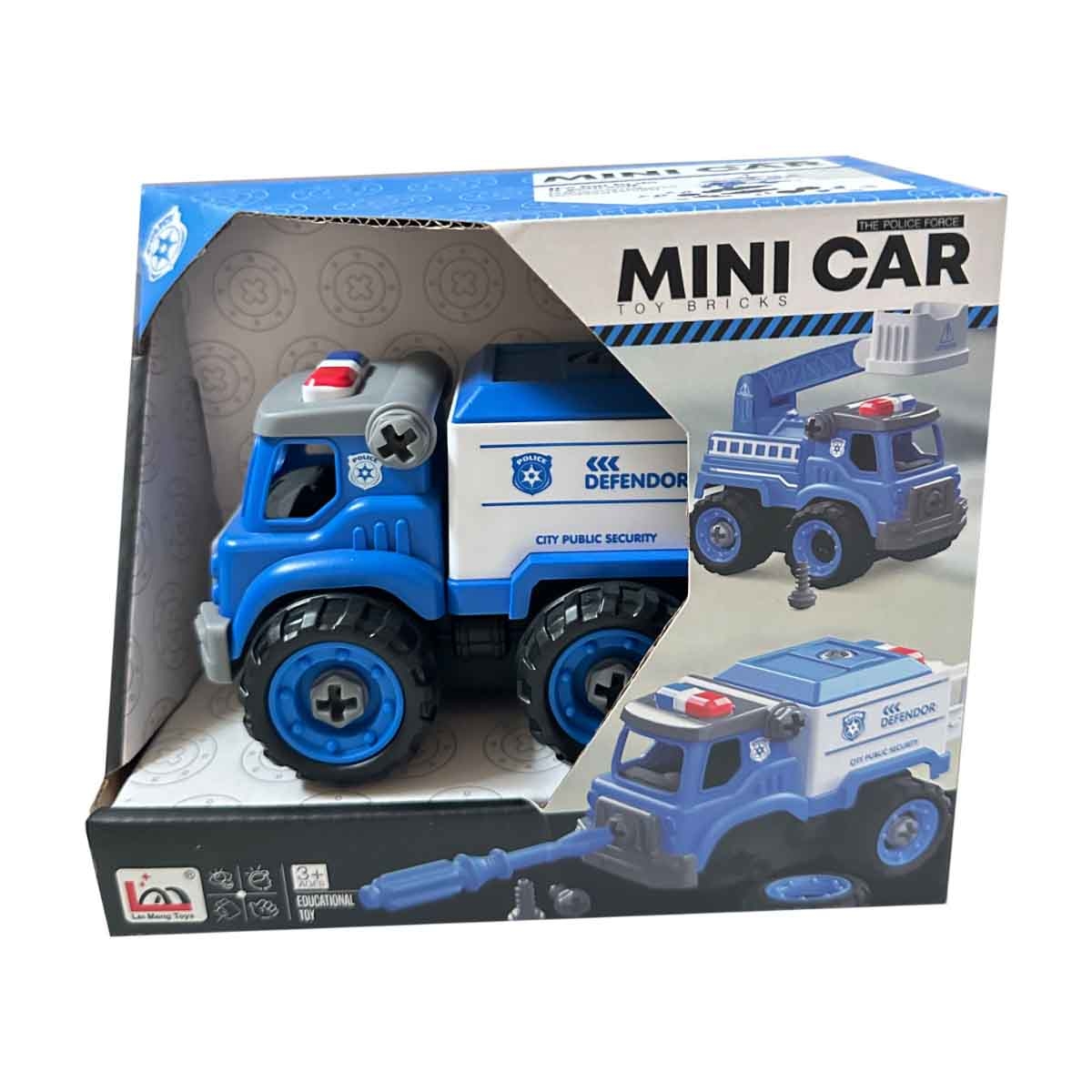 لي منغ تويز شاحنة شرطة من مكعبات تركيب صغيرة للجنسين، من عمر 3-4 سنوات
