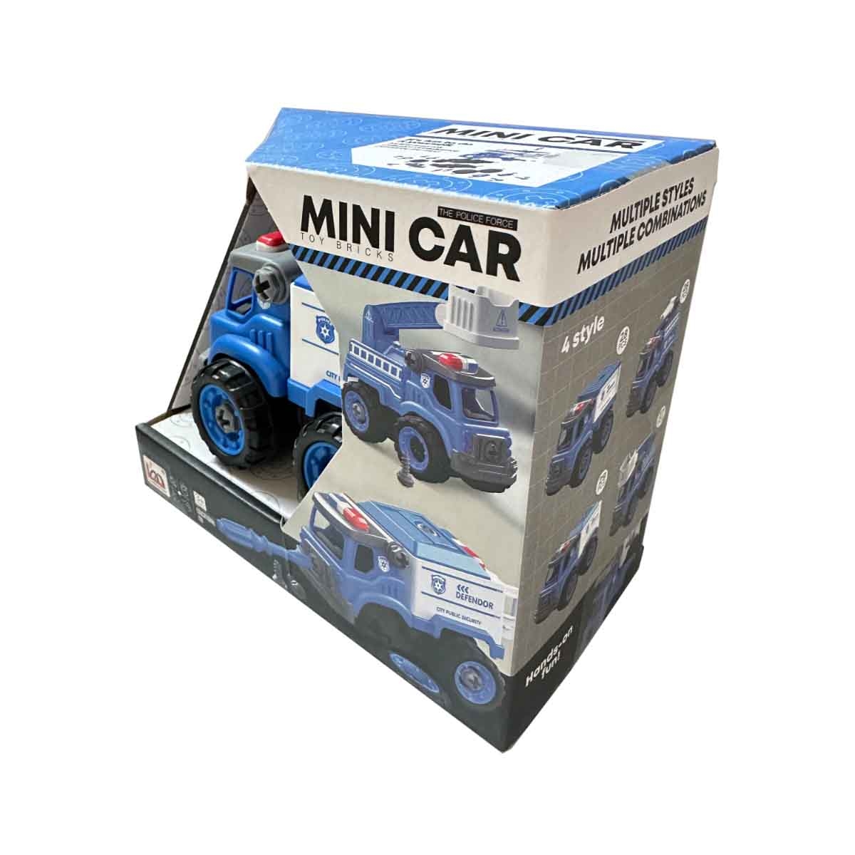 لي منغ تويز شاحنة شرطة من مكعبات تركيب صغيرة للجنسين، من عمر 3-4 سنوات