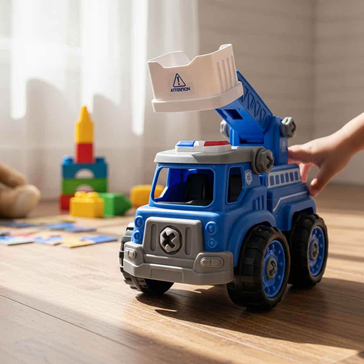 Lei Meng Toys Mini Car DIY Toy Bricks Water Rescue Truck Unisex, 3-4 Years